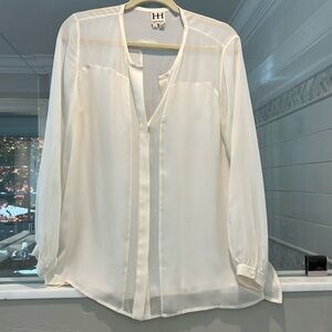 100% silk ivory tunic blouse slightly oversized